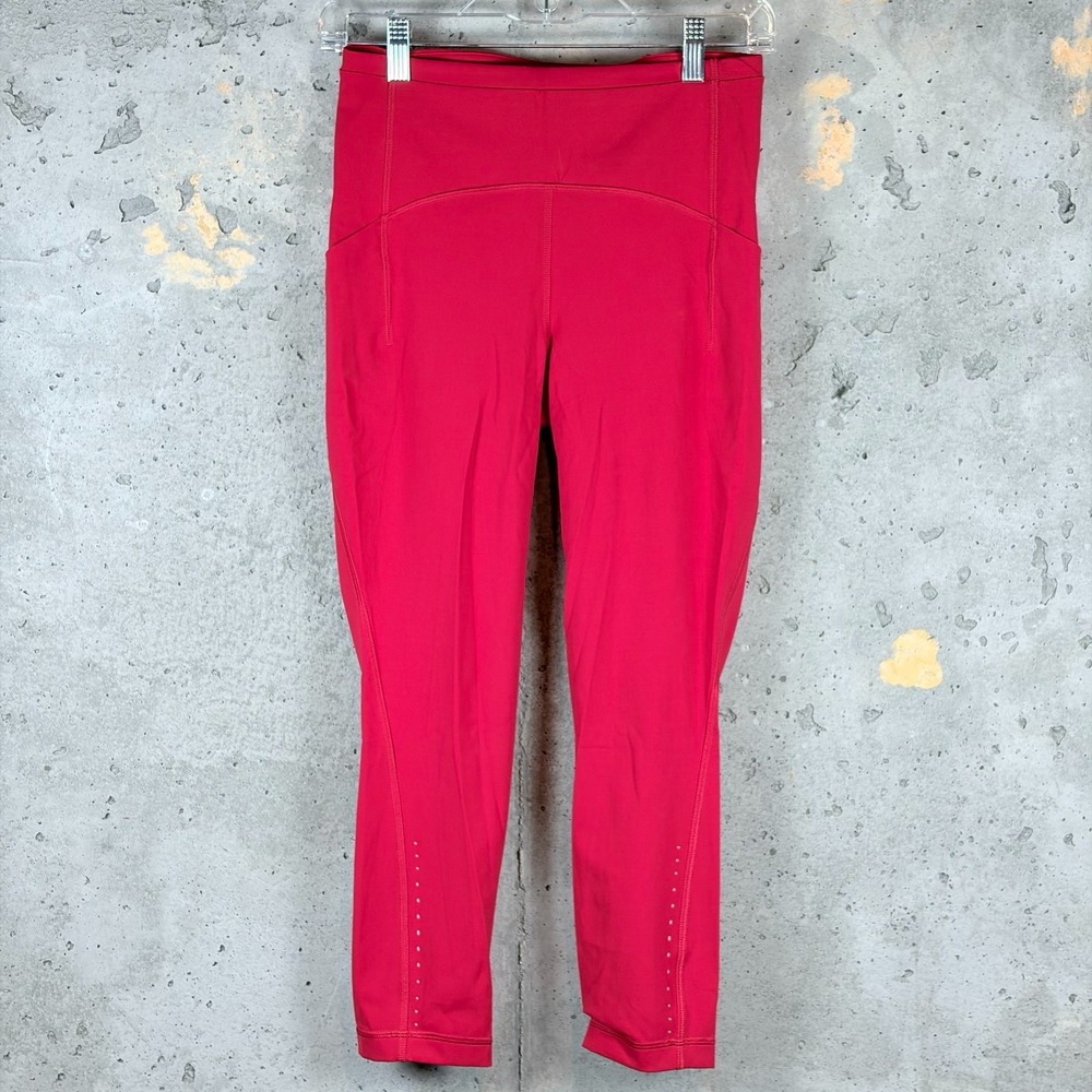 Lululemon Capri Leggings Womens 6 Red High Rise Yoga Gym Athletic Pants